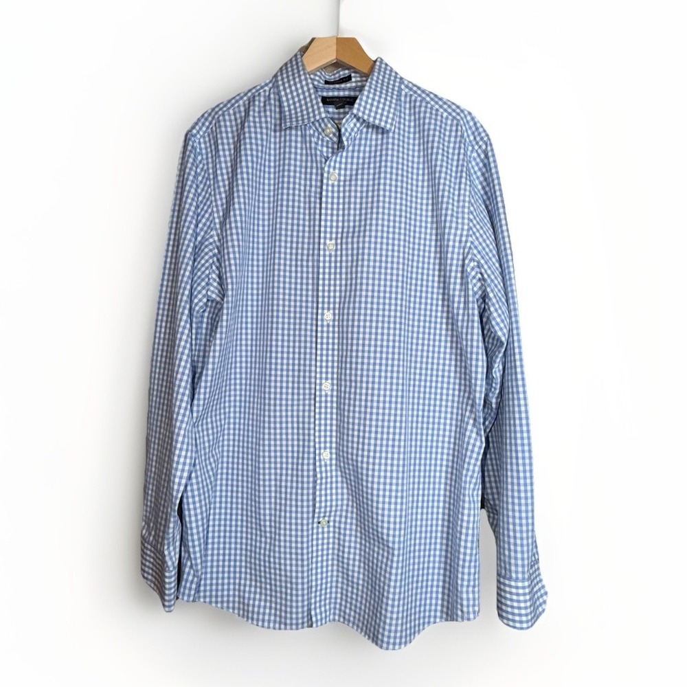 Banana Republic Men's Camden Fit Non-Iron Long Sleeve Gingham Shirt Size L